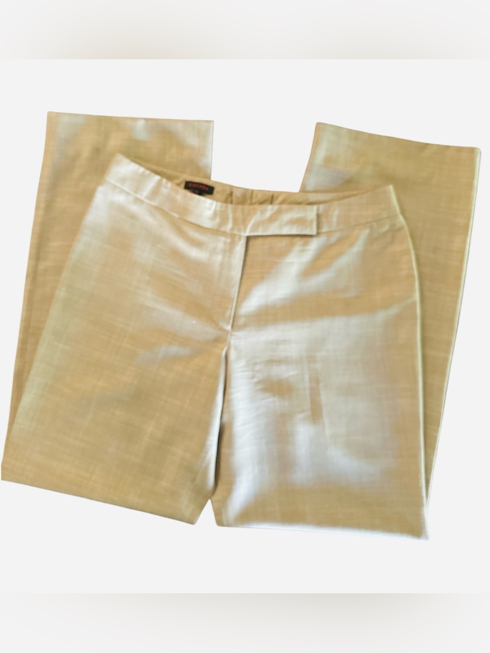 Escada Light Weight Wool Wide Leg Teousers | Beige Tailored Career Panta | EU 38